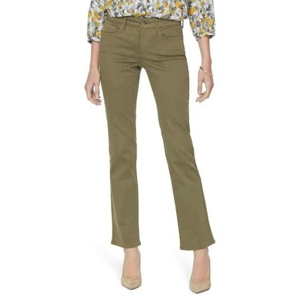 NYDJ Denim - NYDJ Marilyn Straight Leg Stretch Jeans Moss Green Women's Size 12